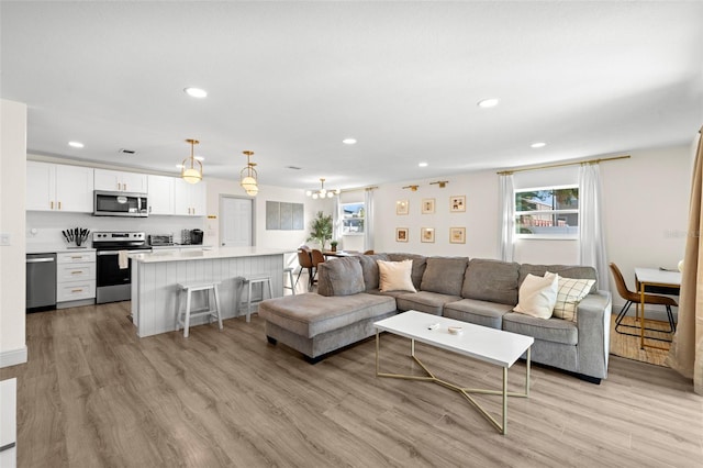 living room featuring light hardwood / wood-style flooring