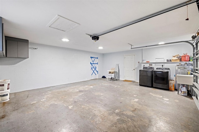 garage featuring separate washer and dryer