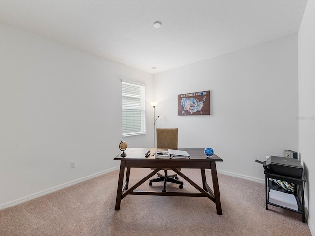 view of carpeted home office