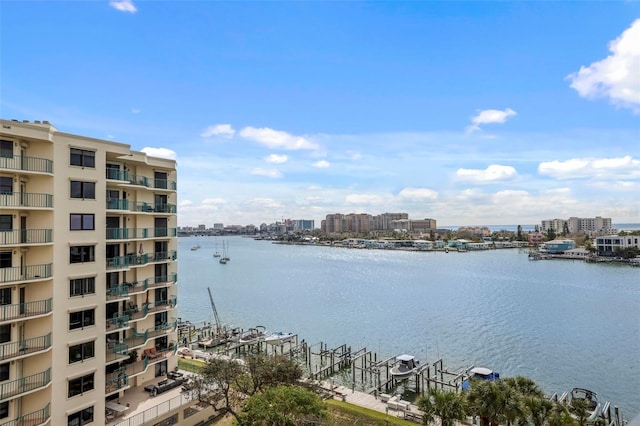 property view of water with a city view