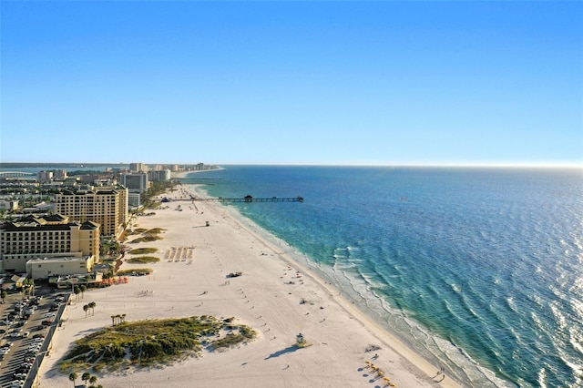 water view featuring a view of the beach and a city view