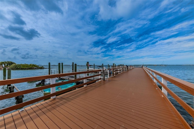 view of dock featuring a water view