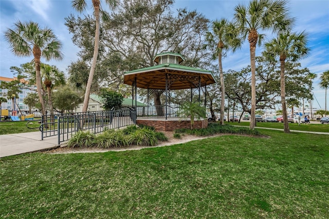 view of home's community featuring a gazebo and a yard