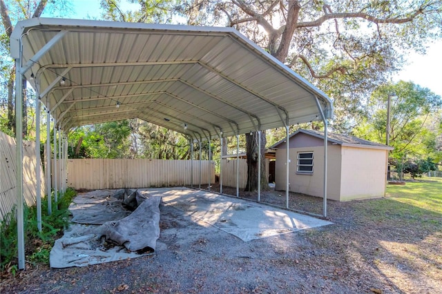 view of parking / parking lot with a carport