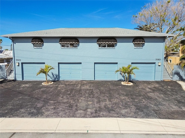 exterior space with a garage