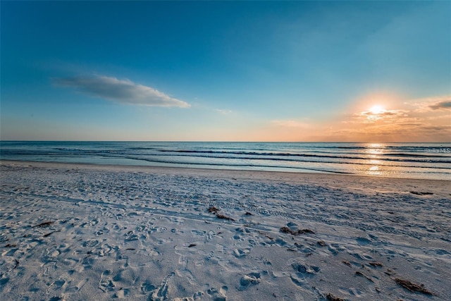 property view of water featuring a view of the beach