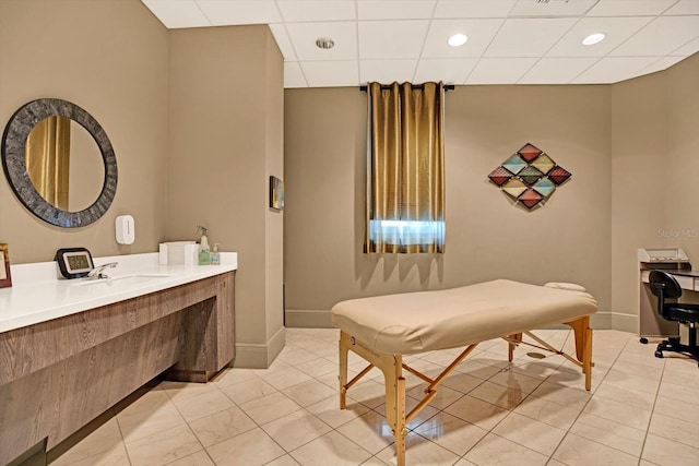450 Knights Run Ave Unit 605, Tampa, FL 33602 - bathroom with a paneled ceiling and tile patterned floors