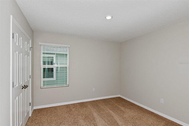 spare room with a textured ceiling and carpet floors