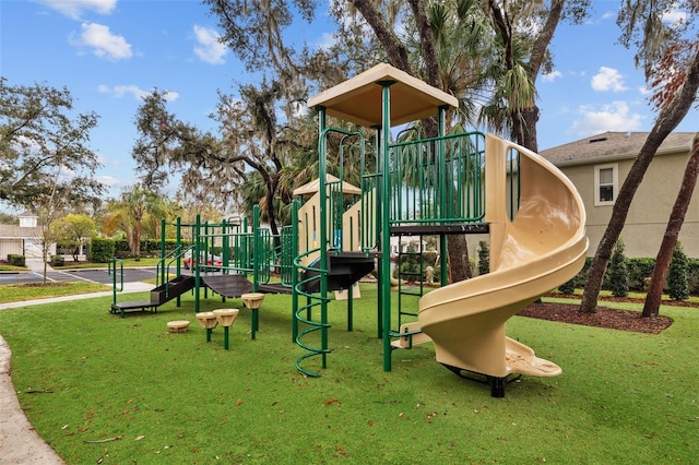 view of playground featuring a yard