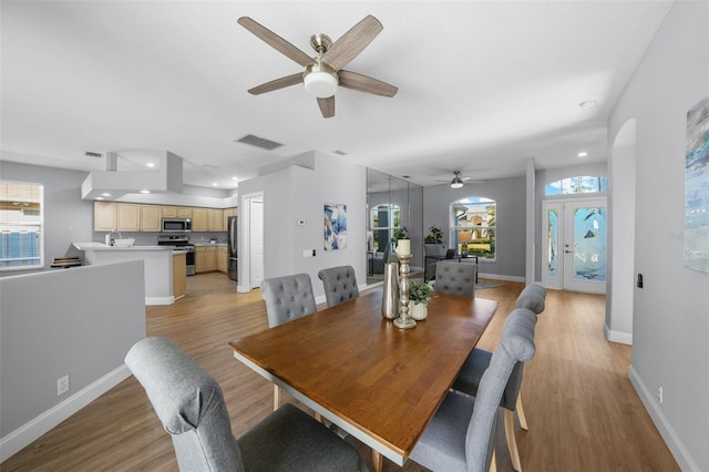 dining area featuring light hardwood / wood-style floors