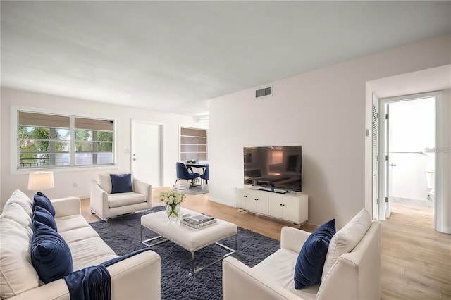 living room featuring light hardwood / wood-style floors