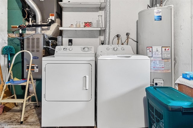 laundry room featuring washer and dryer and gas water heater