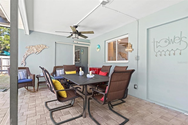 dining room with ceiling fan