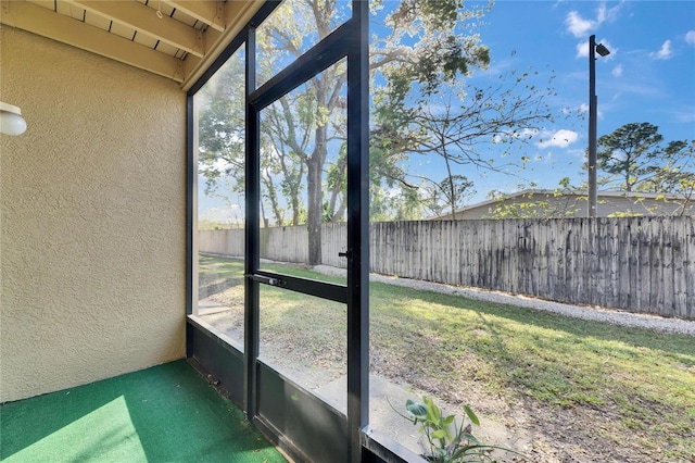 view of unfurnished sunroom