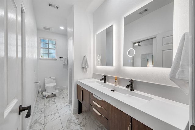 bathroom with toilet and vanity