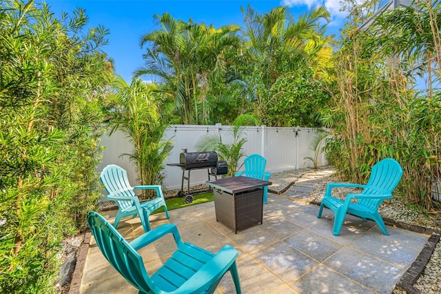 view of patio with area for grilling