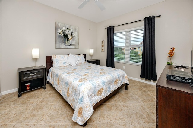 bedroom featuring ceiling fan