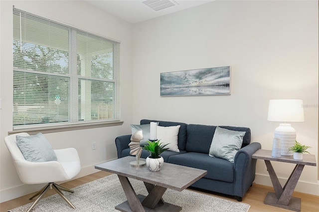 living room featuring light hardwood / wood-style flooring