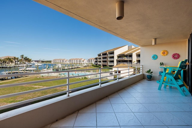 balcony with a water view