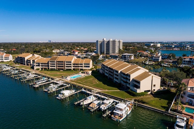 bird's eye view featuring a water view