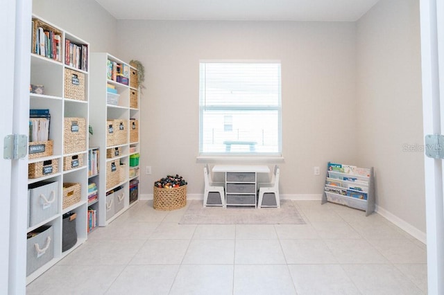 rec room with tile patterned floors