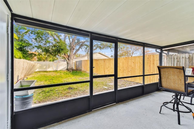 view of unfurnished sunroom