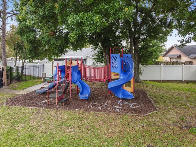 view of play area with a lawn