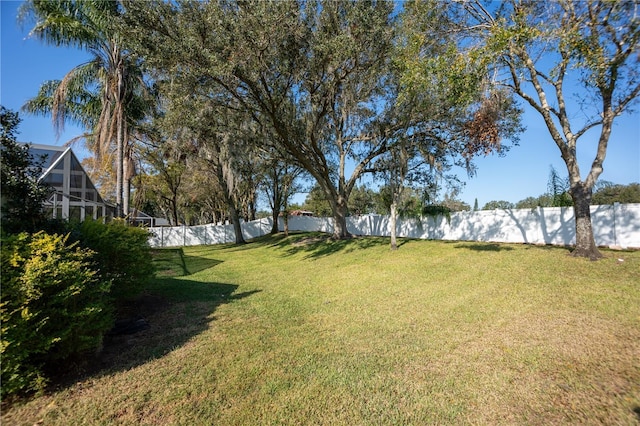 view of yard with a water view