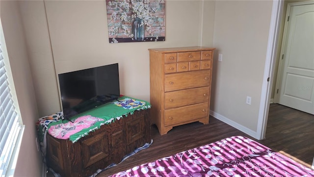 bedroom featuring dark hardwood / wood-style flooring