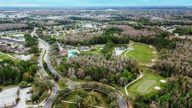 drone / aerial view with golf course view