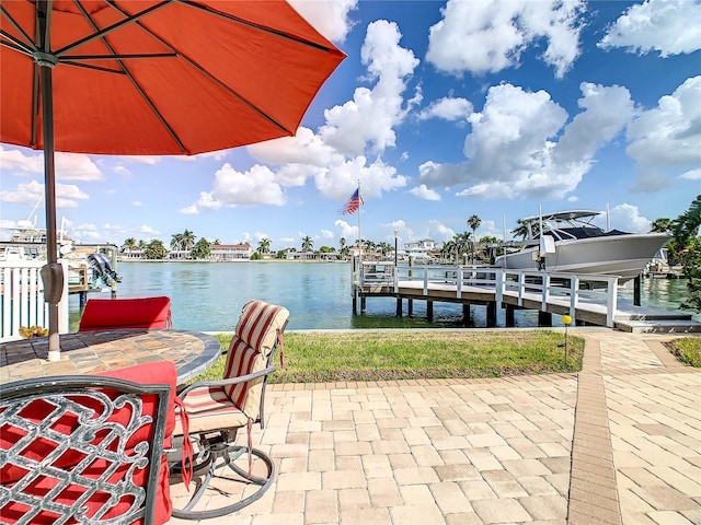 dock area featuring a water view