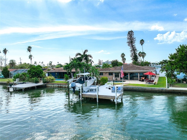 view of dock featuring a water view