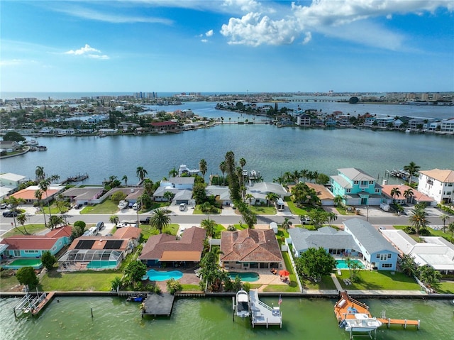 bird's eye view featuring a water view