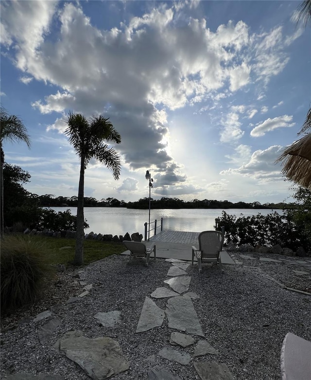 dock area featuring a water view