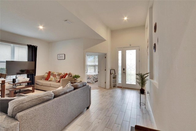 living room featuring light hardwood / wood-style flooring