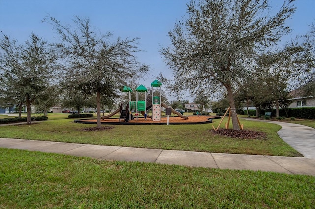 view of play area with a lawn