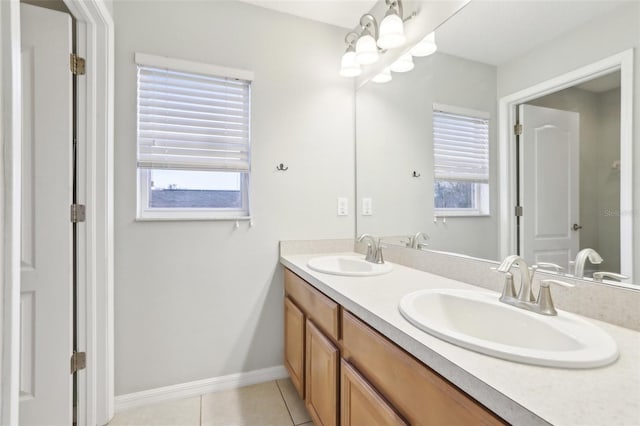 bathroom featuring vanity and tile patterned floors