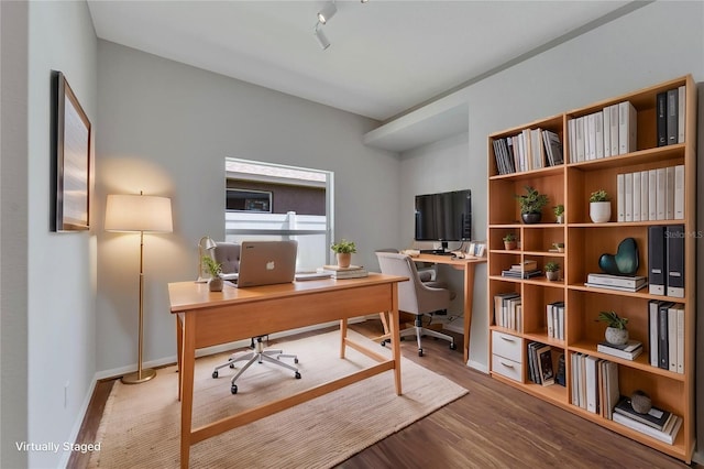 home office featuring wood-type flooring