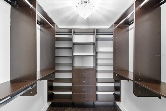 spacious closet with wood finished floors