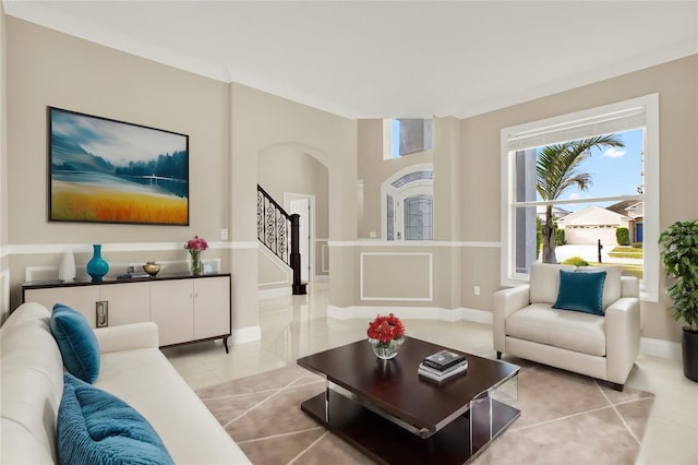 view of tiled living room