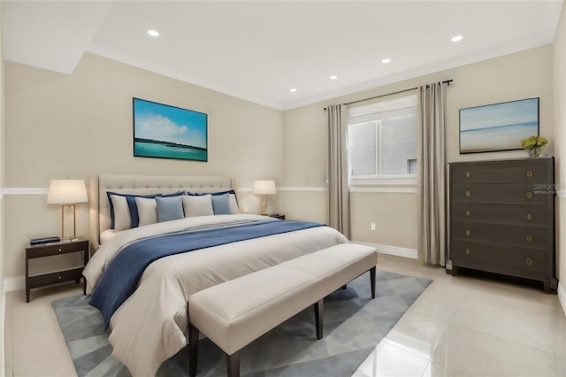 bedroom featuring crown molding