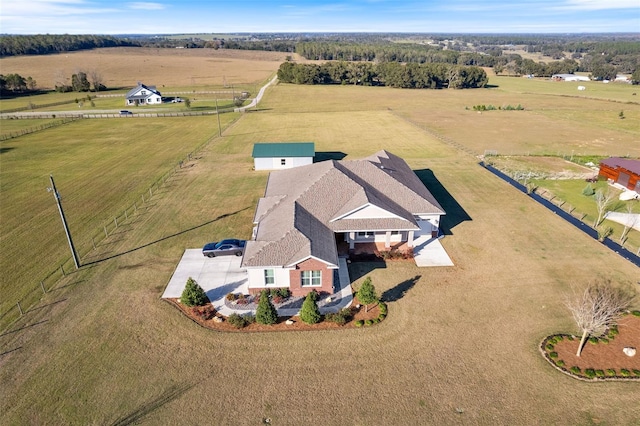 aerial view with a rural view