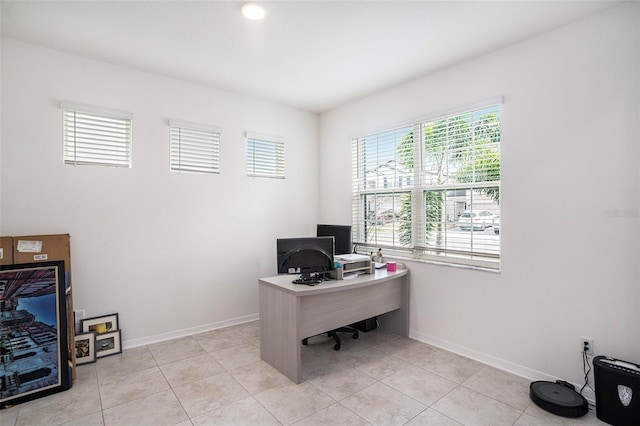 view of tiled office space