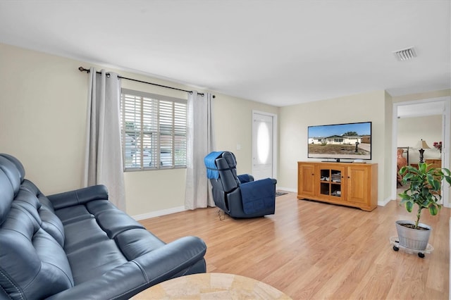 living room with light wood-type flooring