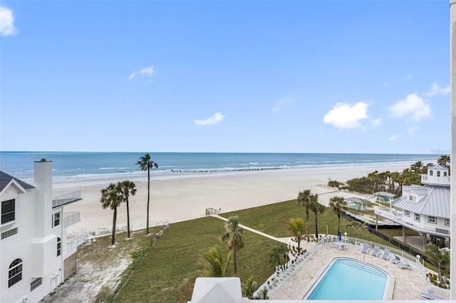 property view of water with a beach view