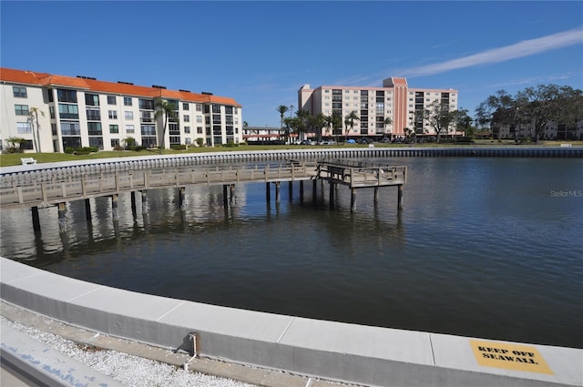 view of dock featuring a water view