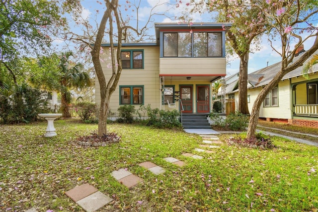 view of front of property with a front yard