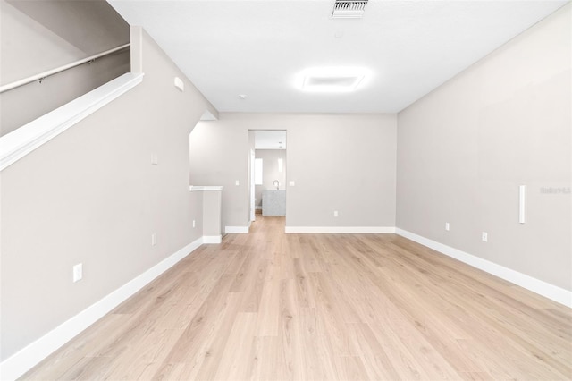 unfurnished living room with light hardwood / wood-style floors