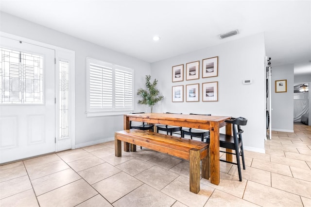 view of tiled dining area