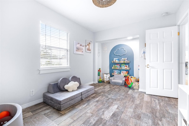 sitting room with wood-type flooring